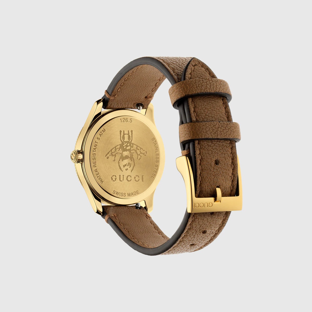 【 GUCCI 】 G-Timeless Champagne Dial Ladies Watch YA1265022 Gucci G Timeless Quartz Silver Dial Brown Leather Strap