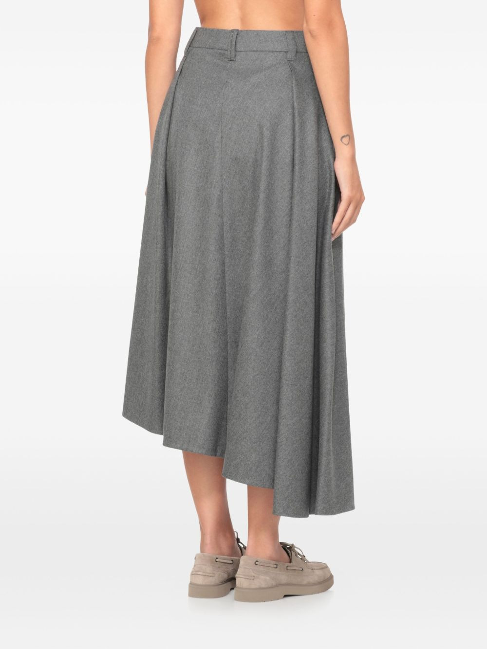 pin-tuck asymmetrical midi skirt - 4