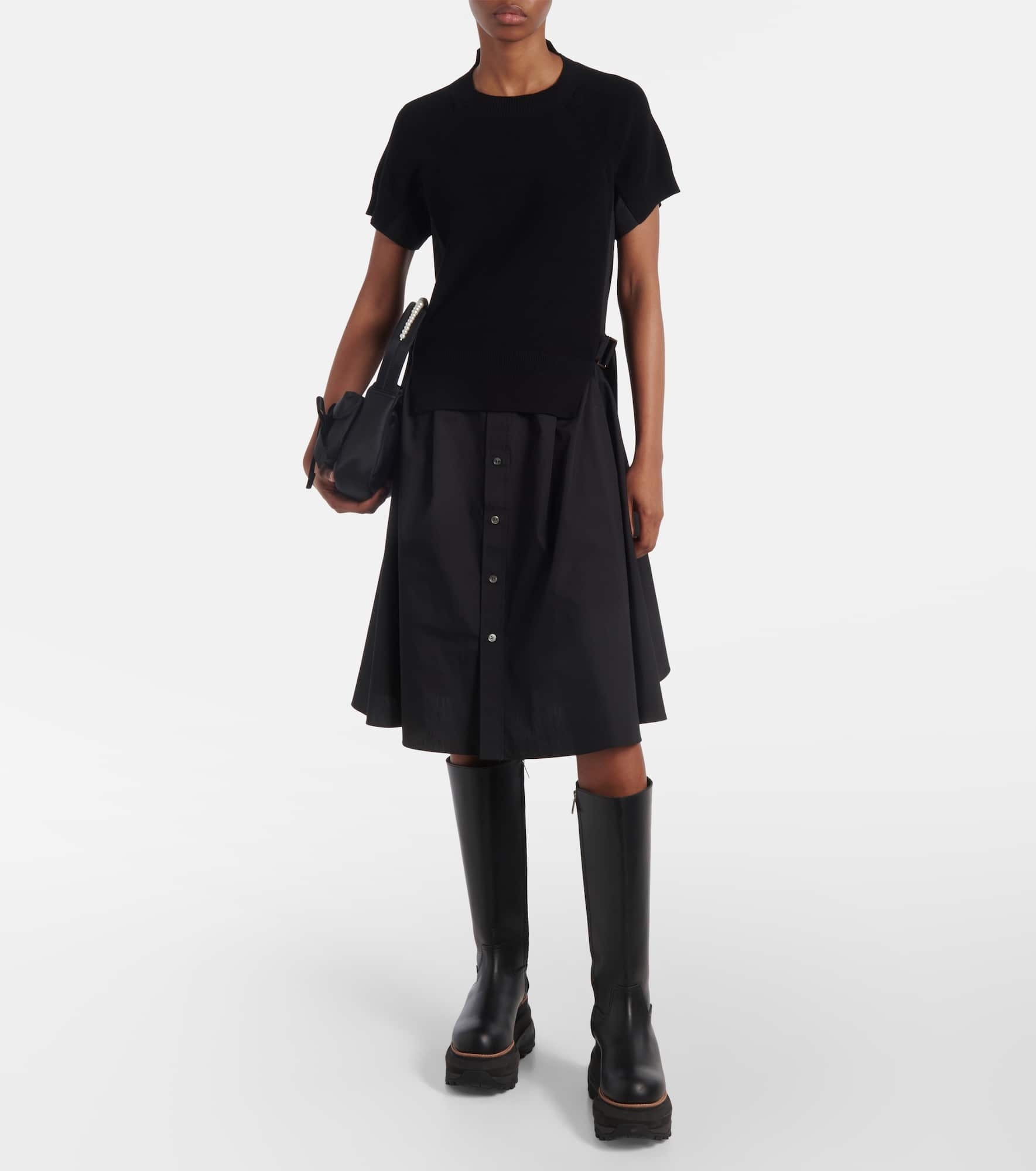 Striped jersey and poplin shirt dress - 2