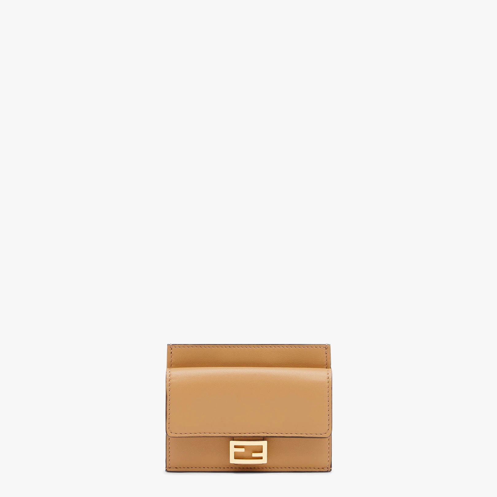 Beige nappa leather card holder - 1
