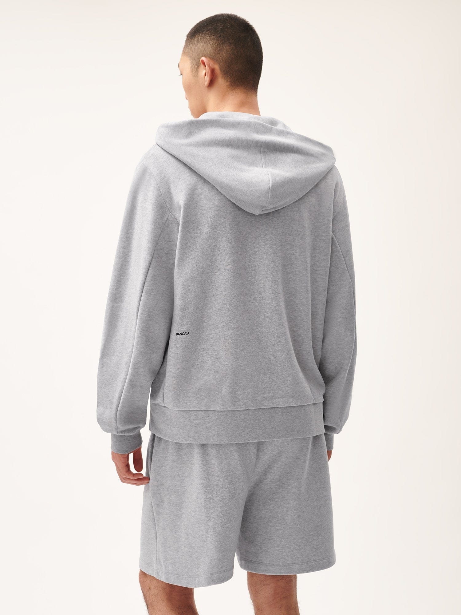 Mens 365 Midweight Snap Button Hoodie - Grey Marl - 5