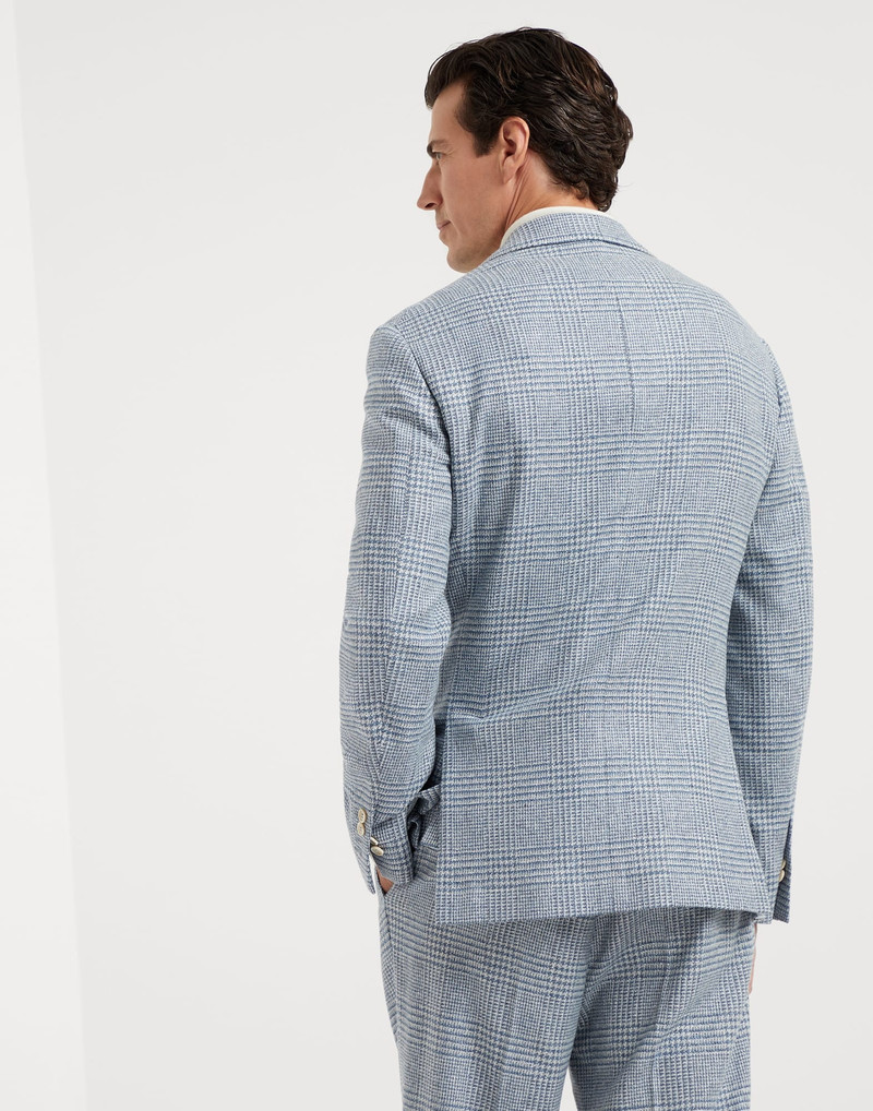 Brunello Cucinelli Comfort wool, silk and cashmere Prince of Wales deconstructed blazer outlook