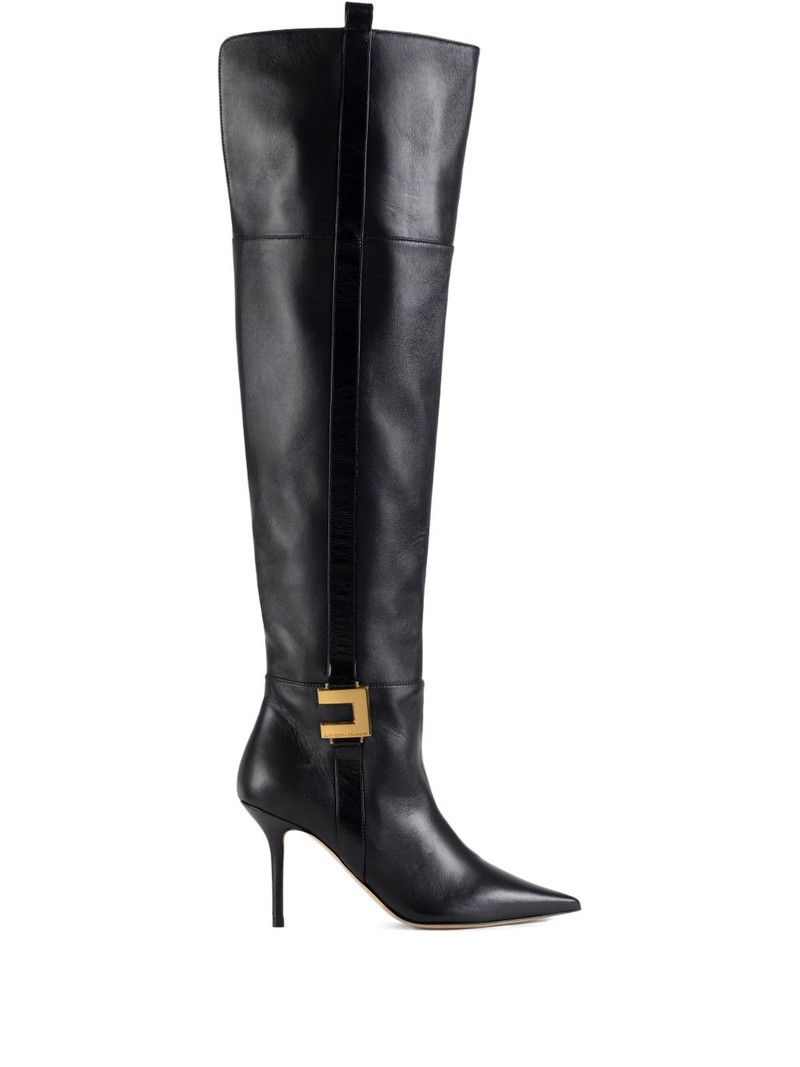 leather logo-plaque boots 1
