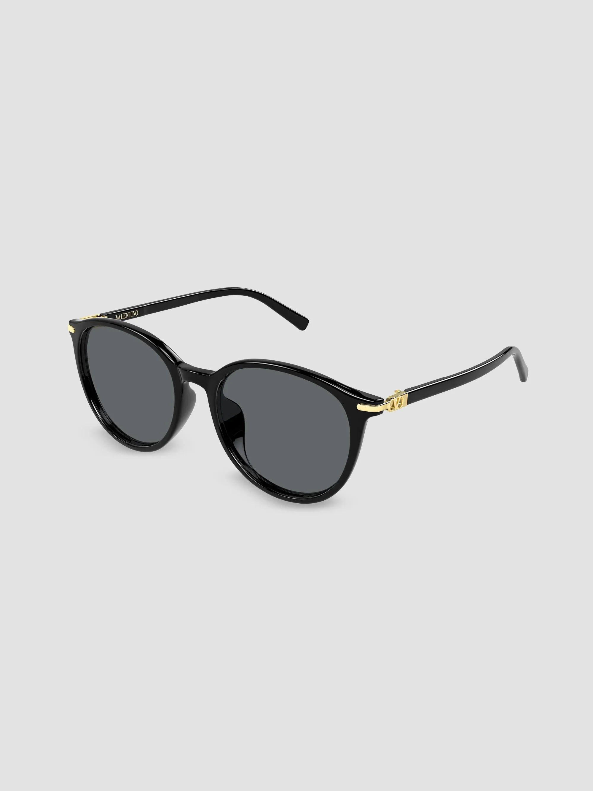 Women's V Logo 56MM Round Sunglasses - Black - 1