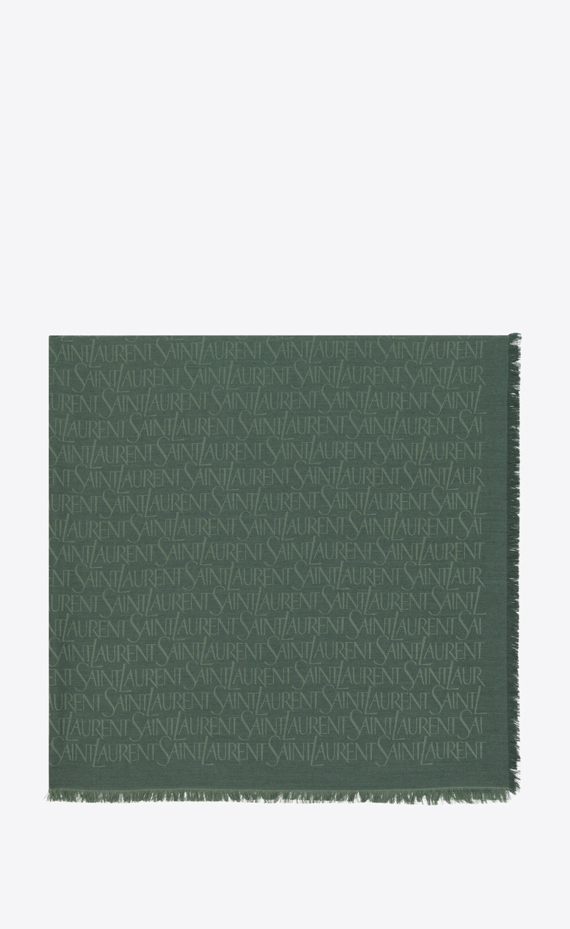 saint laurent large square scarf in silk and wool jacquard - 1