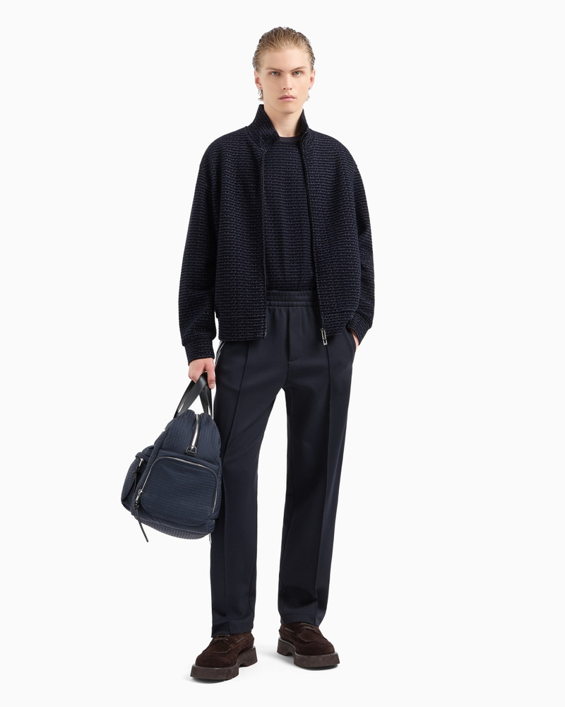 EMPORIO ARMANI FULL-ZIP JERSEY SWEATSHIRT WITH ALL-OVER FLOCKED LETTERING outlook