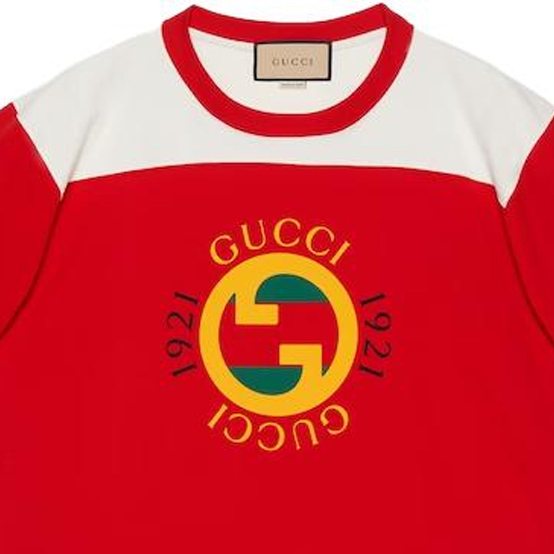Gucci Cotton Jersey T-Shirt With Gucci Print 'Red' 756708-XJFWL-6362 - 5