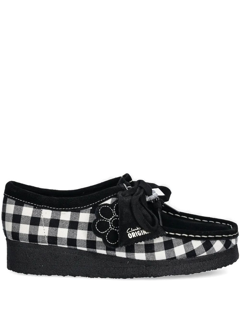 gingham-check flower-embellished loafers 1