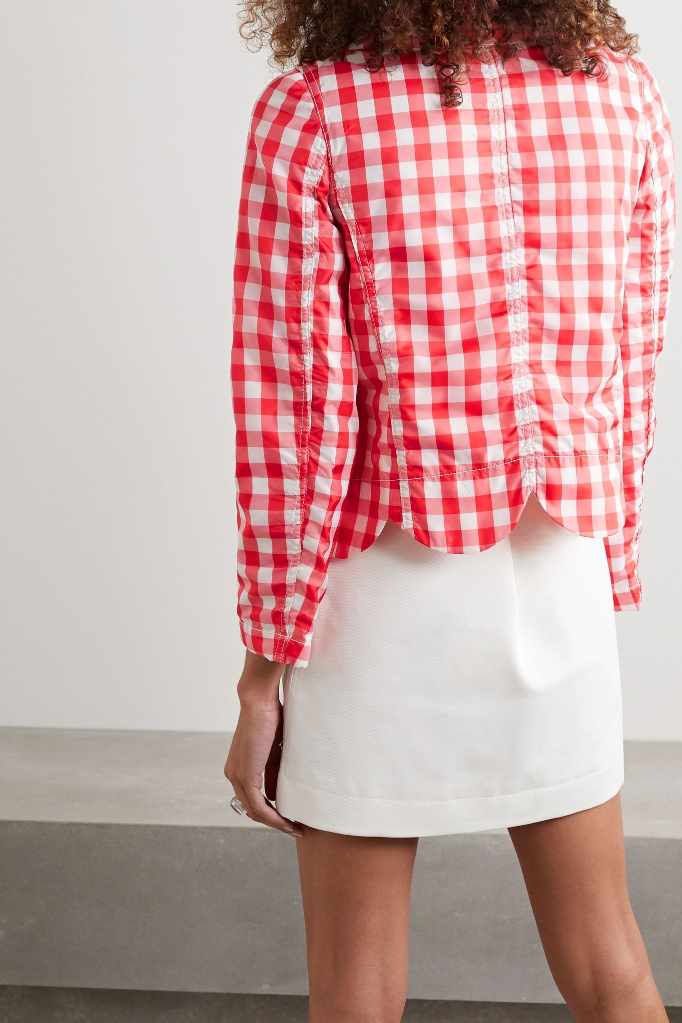 Scalloped gingham shell jacket - 3