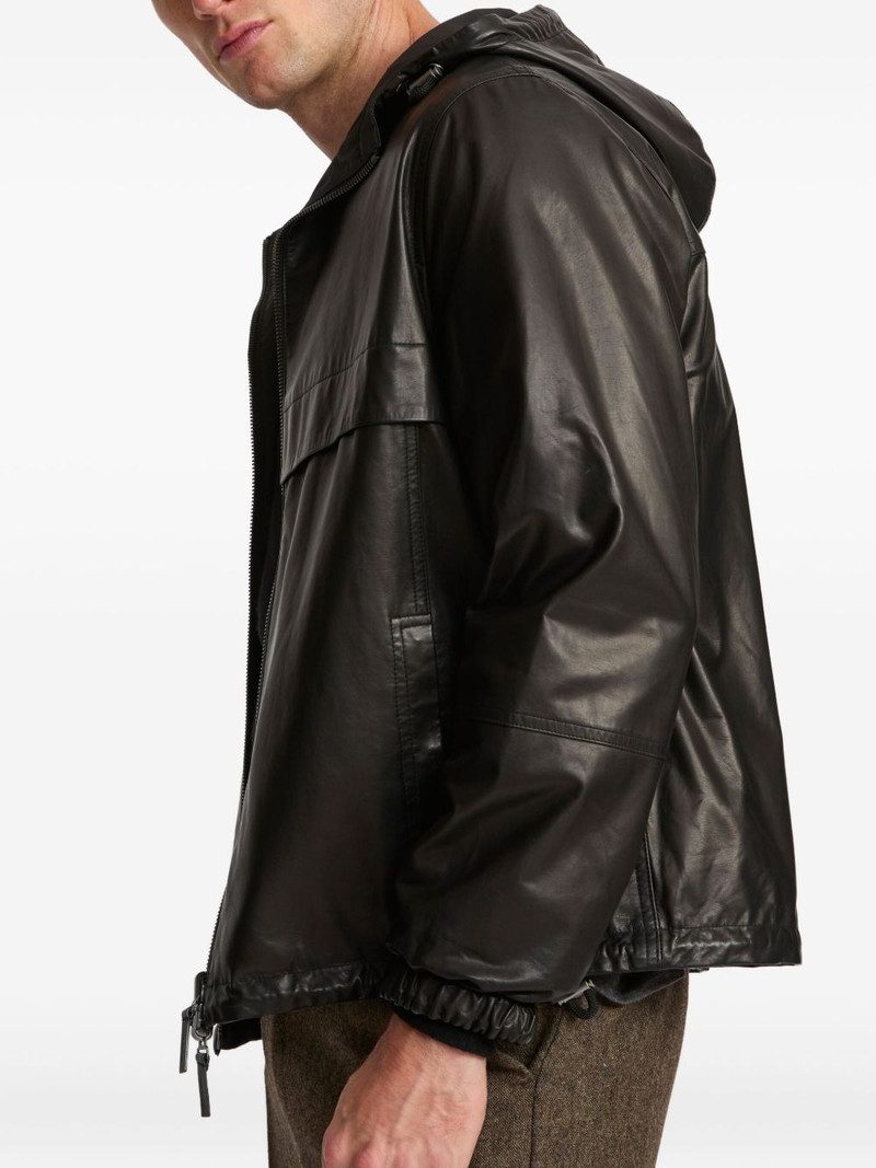 hooded calfskin leather jacket 4