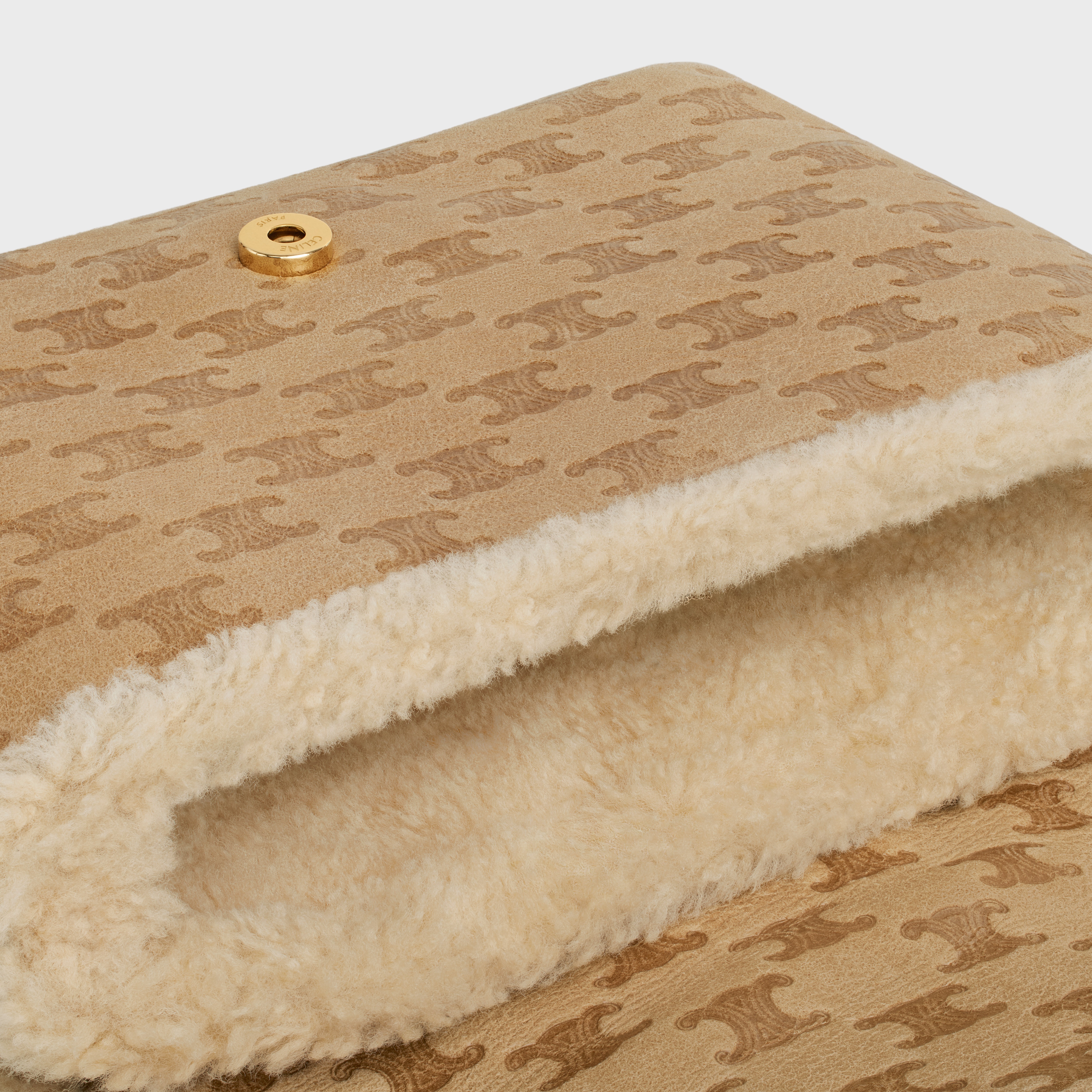 Medium Celine Victoire Bag in SHEARLING WITH TRIOMPHE ALL-OVER - 5