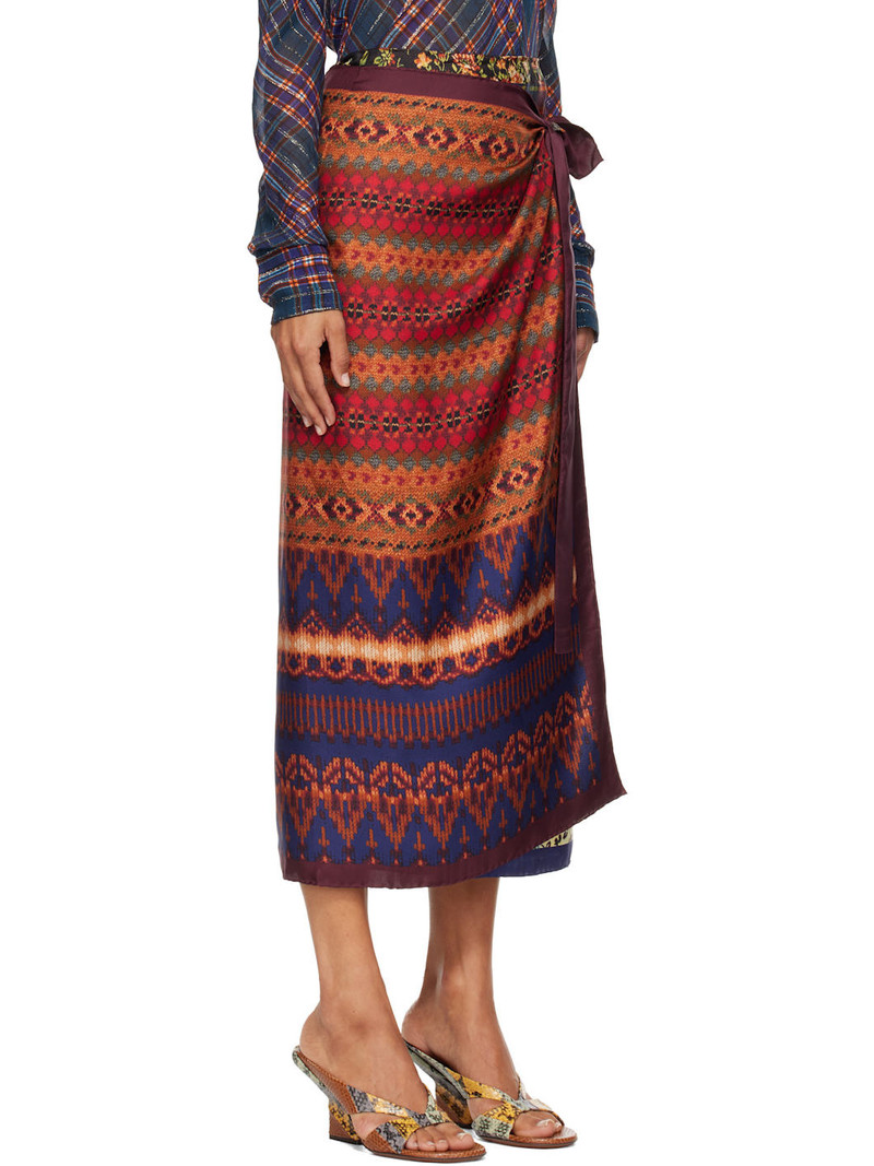 Multicolor Long Wrap Scarf Midi Skirt 2