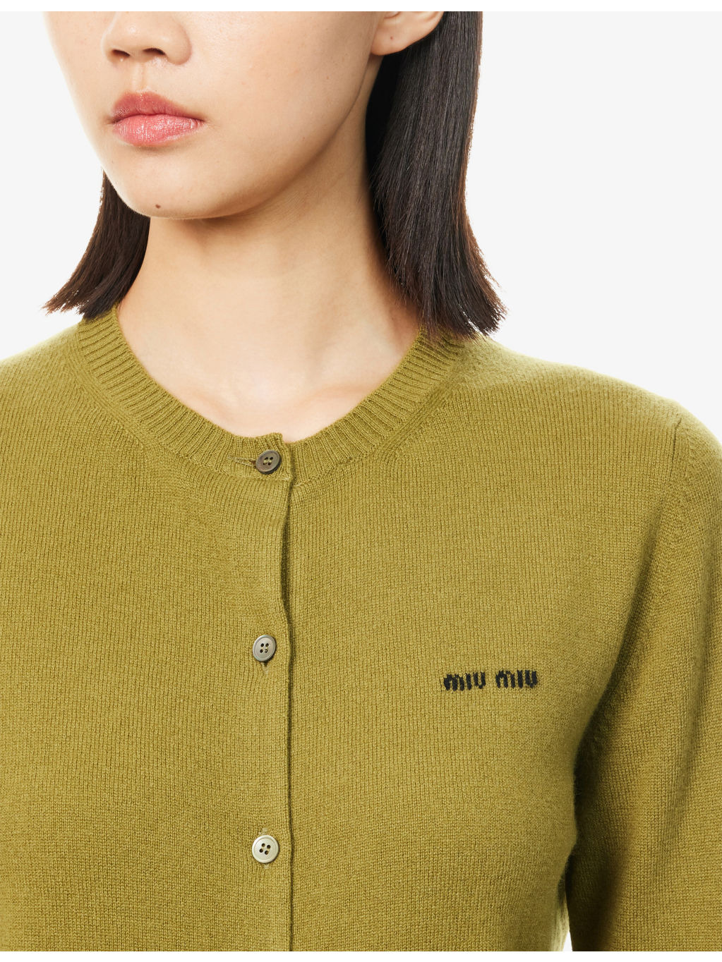 Striped-Collared Knitted-Logo Cashmere Cardigan - 5