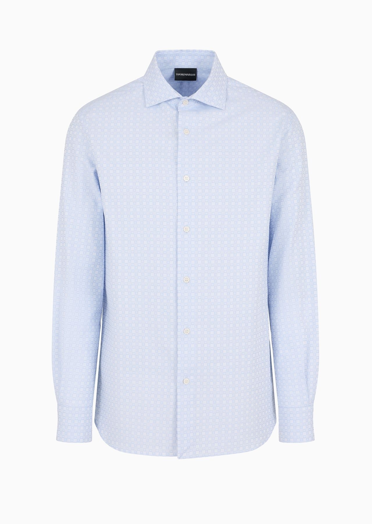 Cotton shirt with all-over jacquard logo pattern - 1