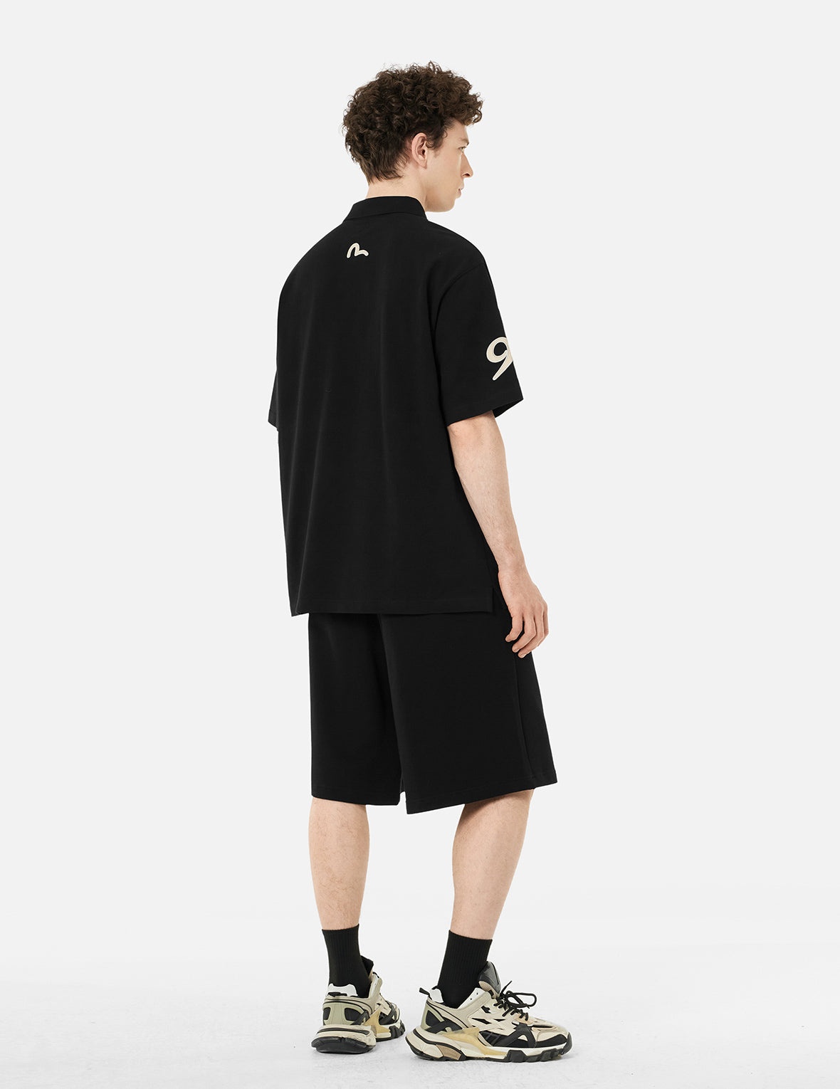 Kamon and Seagull Embroidery Fashion Fit Sweatshorts - 4