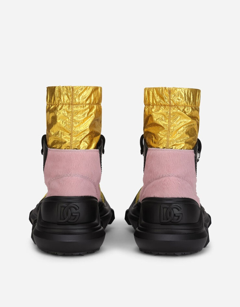 Dolce & Gabbana Pony hair and rubberized calfskin ankle boots with laminated fabric sock outlook