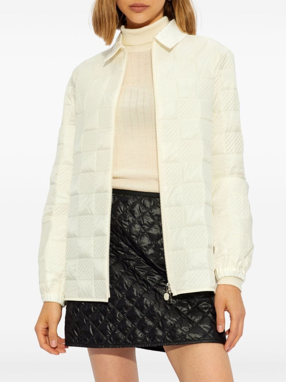 logo-patch quilted jacket - 3