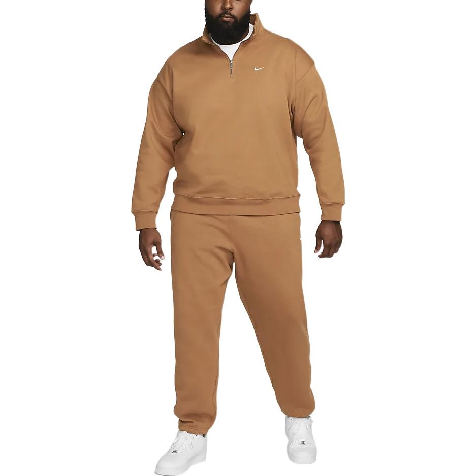 Nike Solo Swoosh 1/4-zip sweatshirt 'Orange Brown' DQ5210-270 - 4