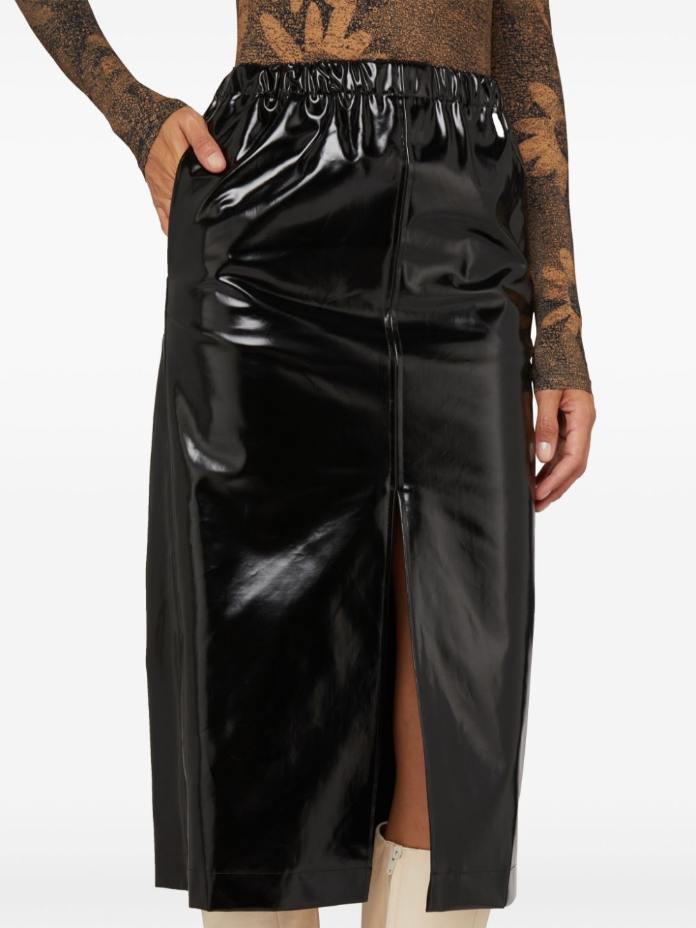 four-stitch patent midi skirt - 4