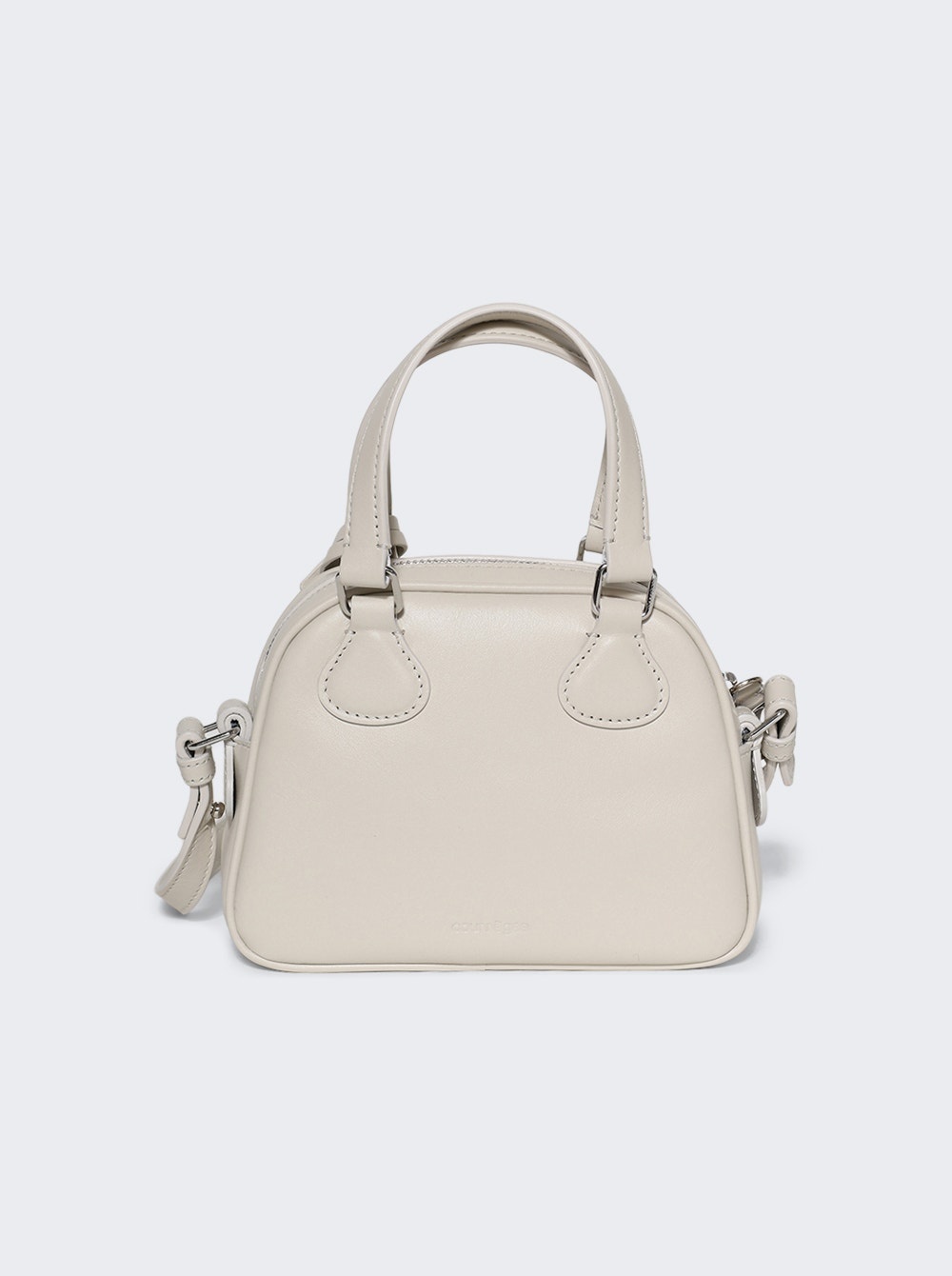 Ac Stud Naplack Leather Mini Bowling Bag White - 5