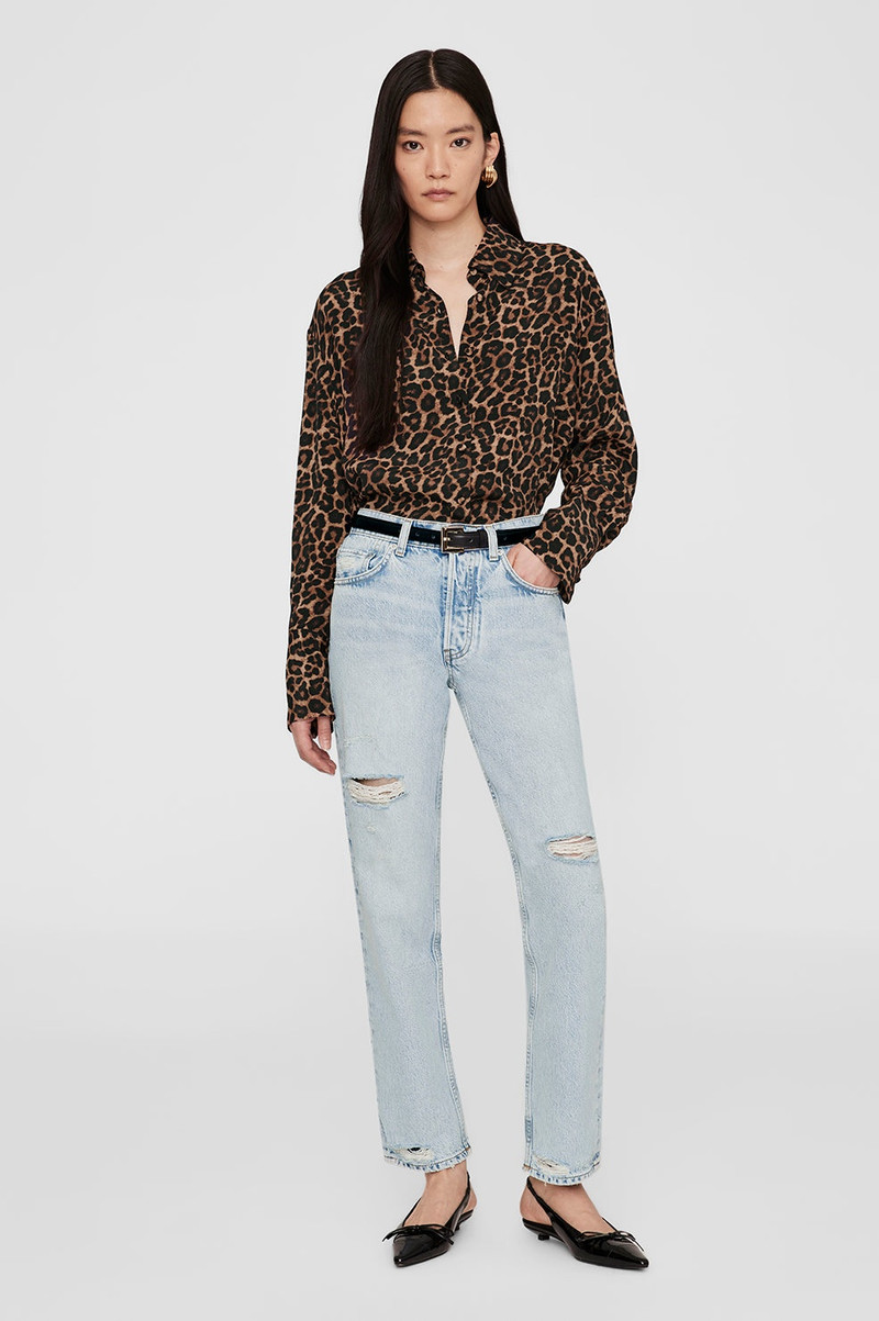 ANINE BING Bridget Shirt - Black And Brown Leopard outlook