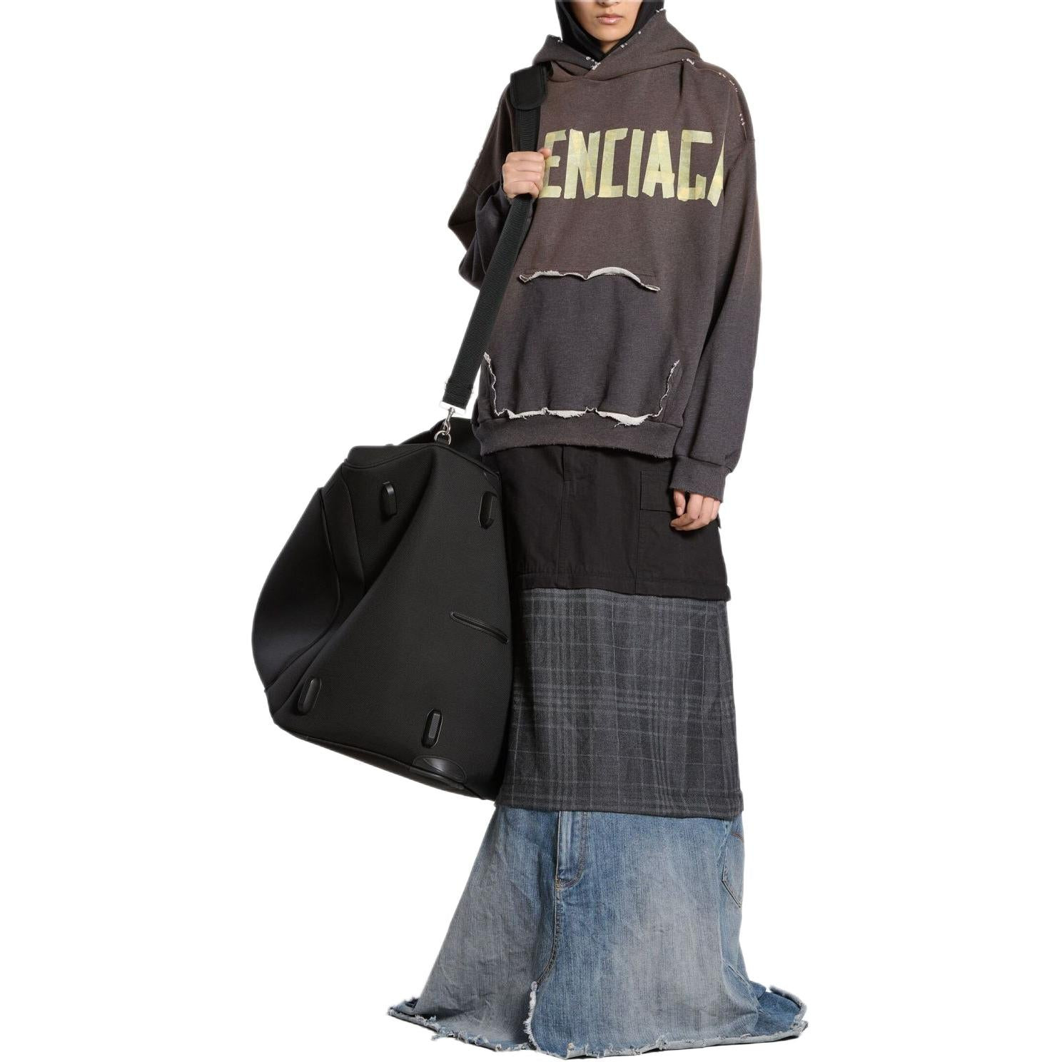 Balenciaga Tape Type Ripped Pocket Hoodie Large Fit 'Dark Grey' 744441TQVA98519 - 3