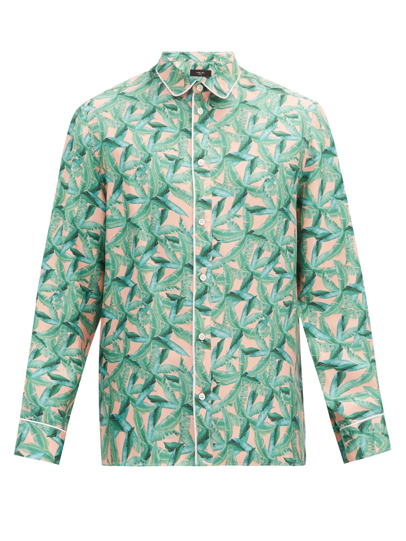 Banana Leaves-print silk-twill shirt - 1