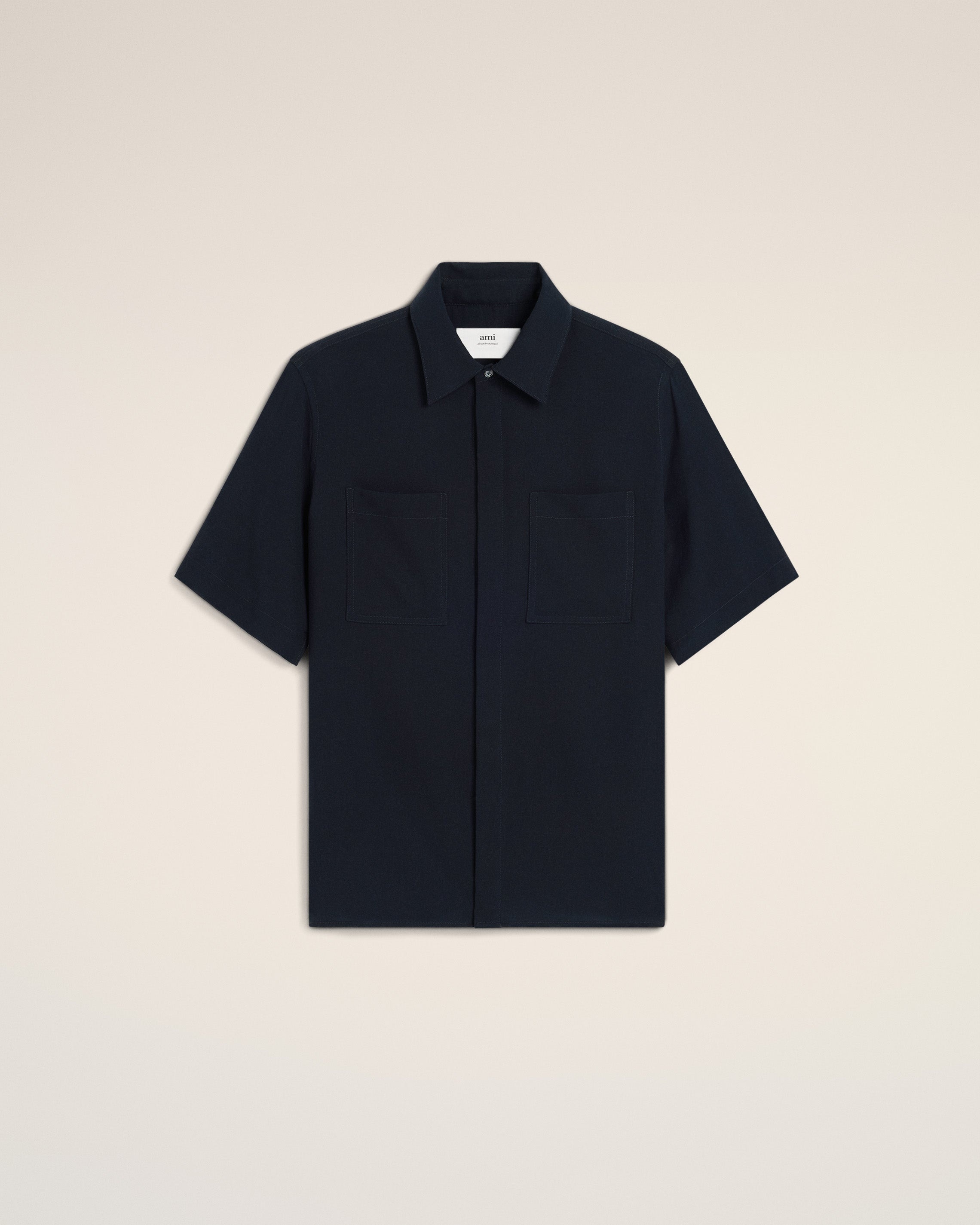 NAVY COTTON SHORT SLEEVE SHIRT - 2