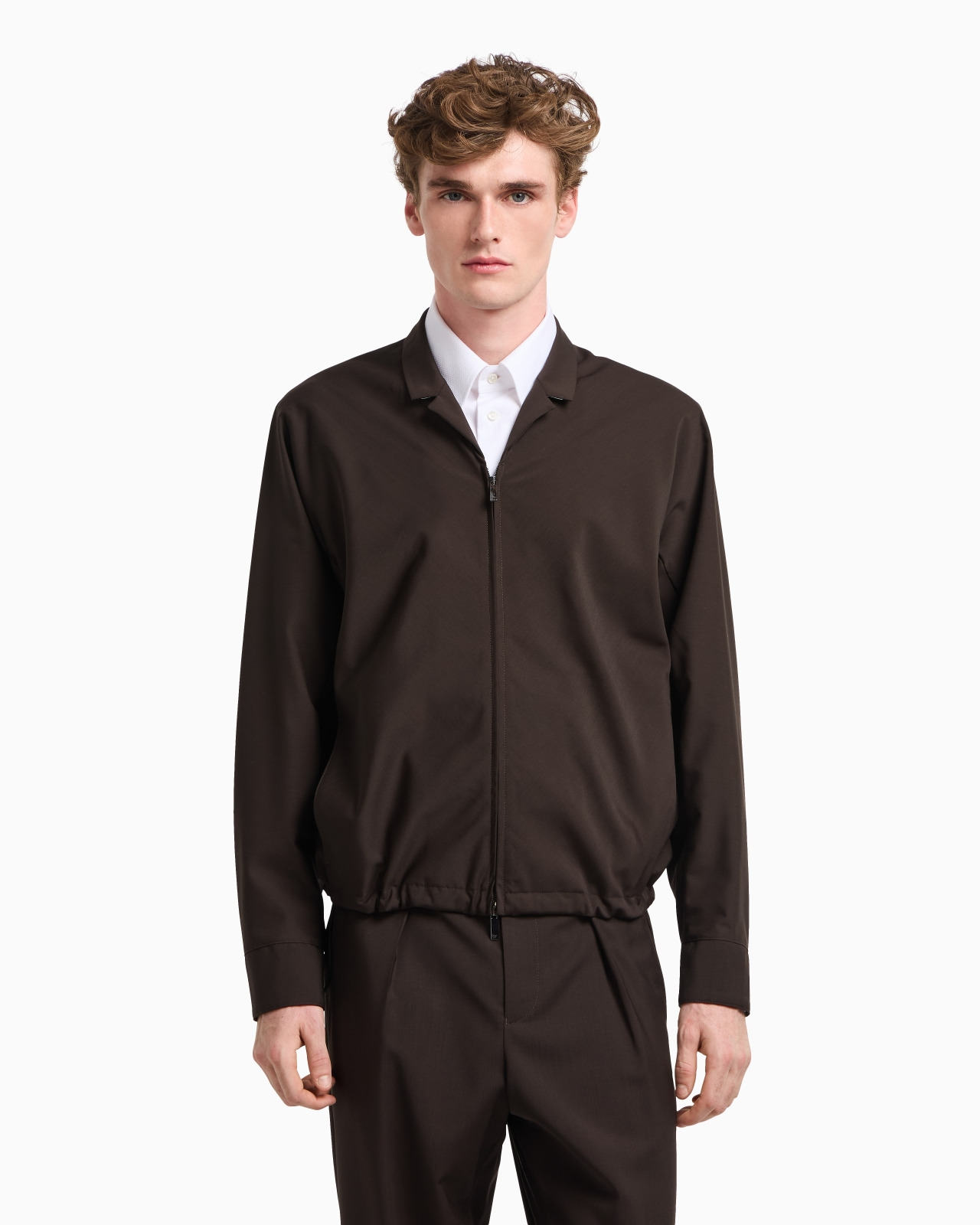 SHIRT JACKET WITH ZIP IN TROPICAL LIGHT WOOL CANVAS - 4
