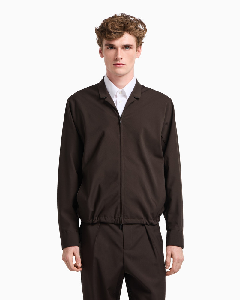 EMPORIO ARMANI SHIRT JACKET WITH ZIP IN TROPICAL LIGHT WOOL CANVAS outlook