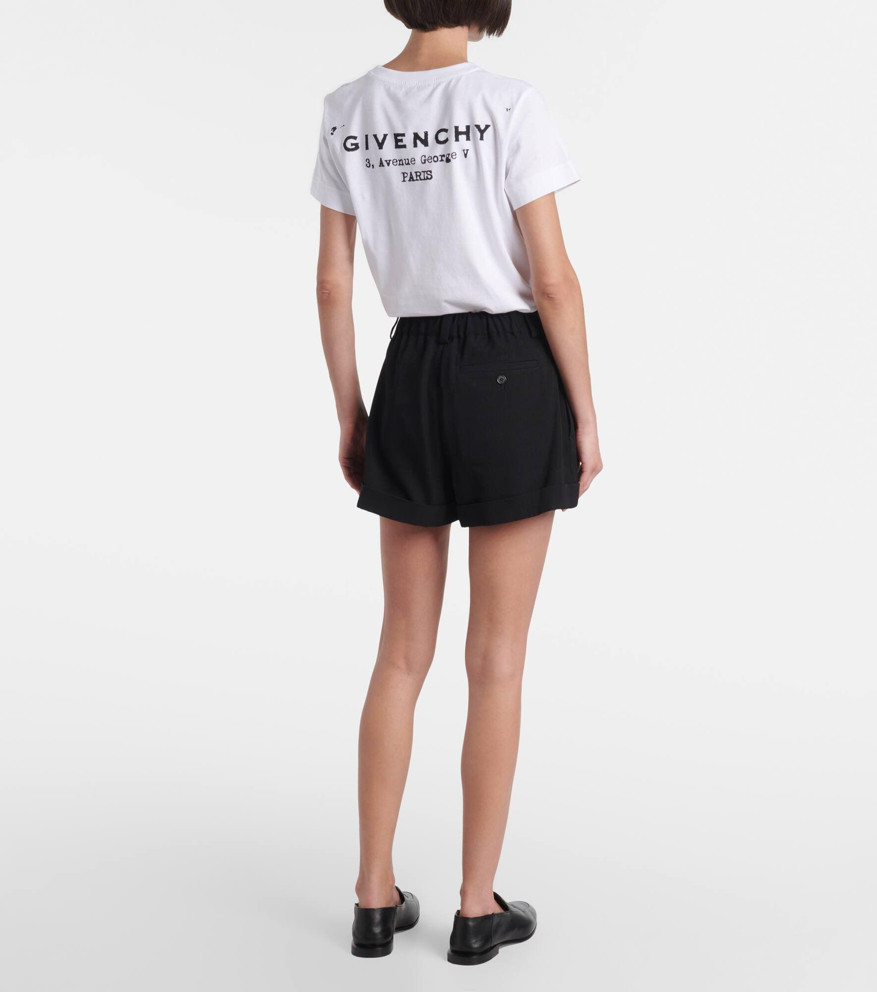 Pleated wool grain de poudre shorts - 3