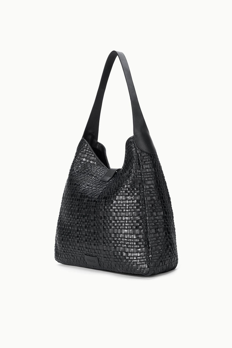 STAUD MAYA HOBO BAG BLACK WOVEN 3
