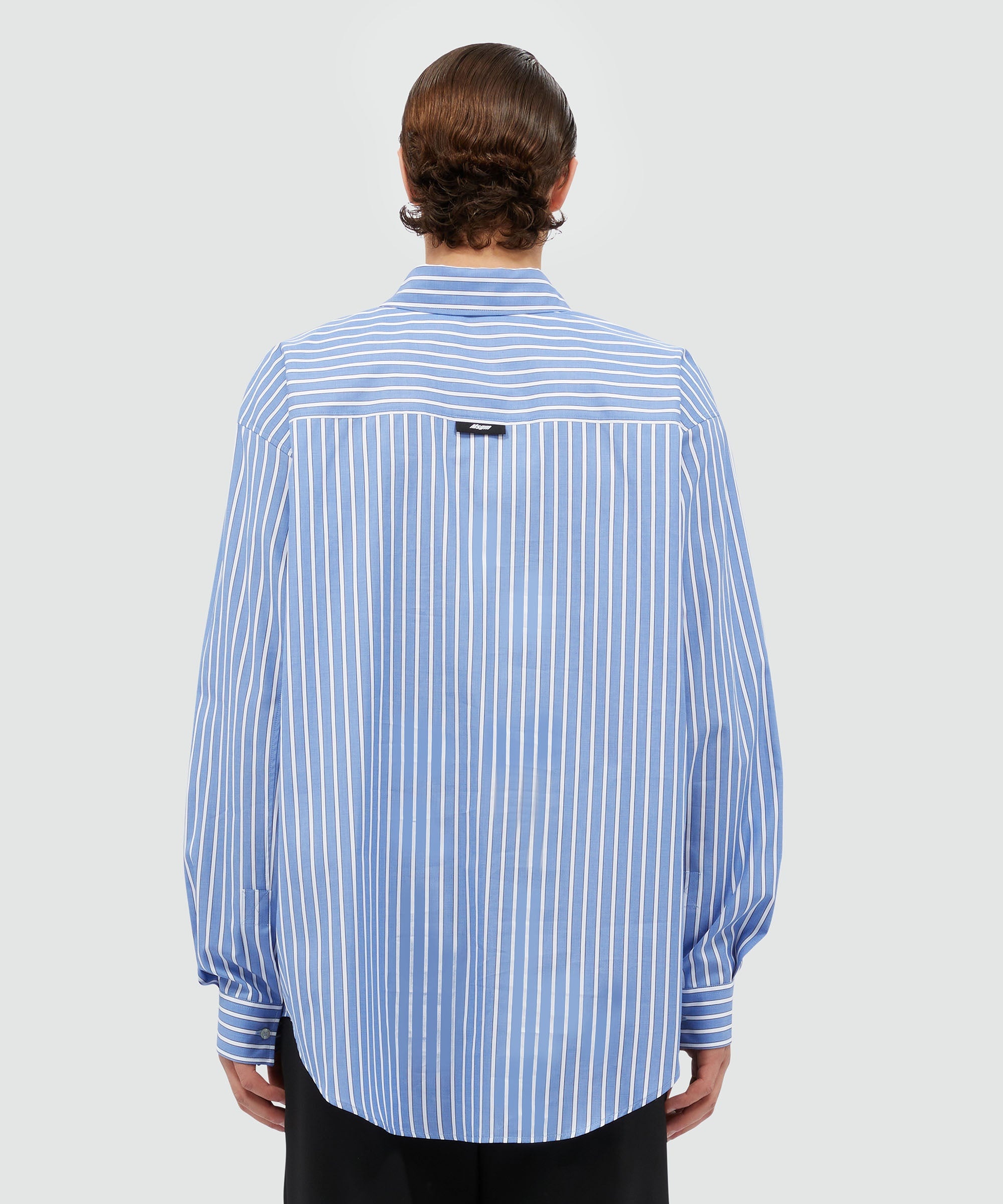 Striped light blue poplin shirt - 3