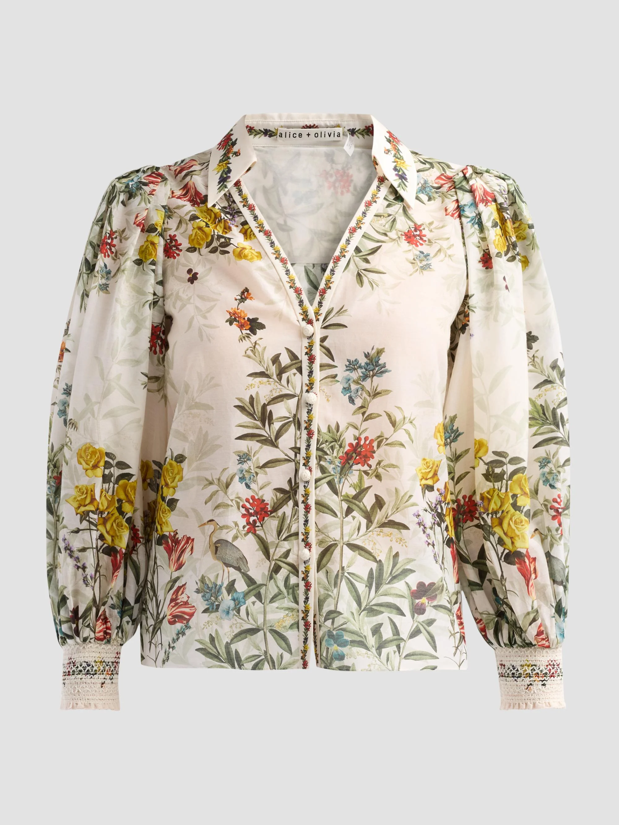 Women's Charis Printed Cotton-Silk Blouse - Desert Sprigs Vanilla - 1