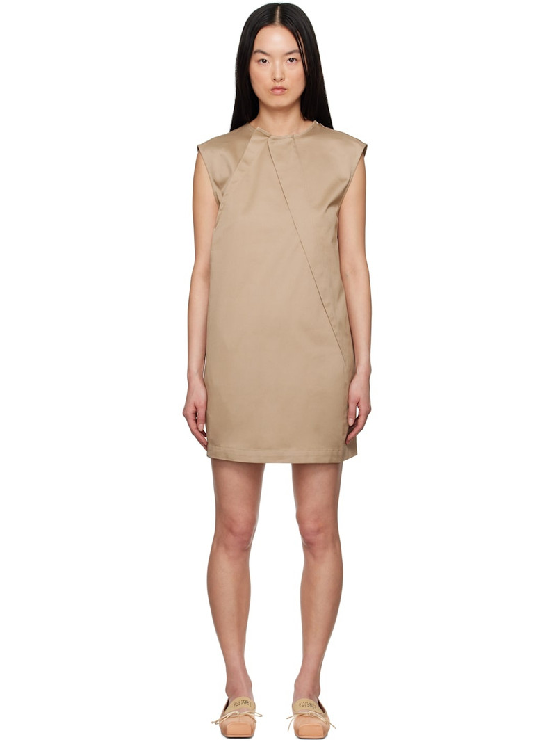 Beige Light Cotton Twill Darting Minidress 1