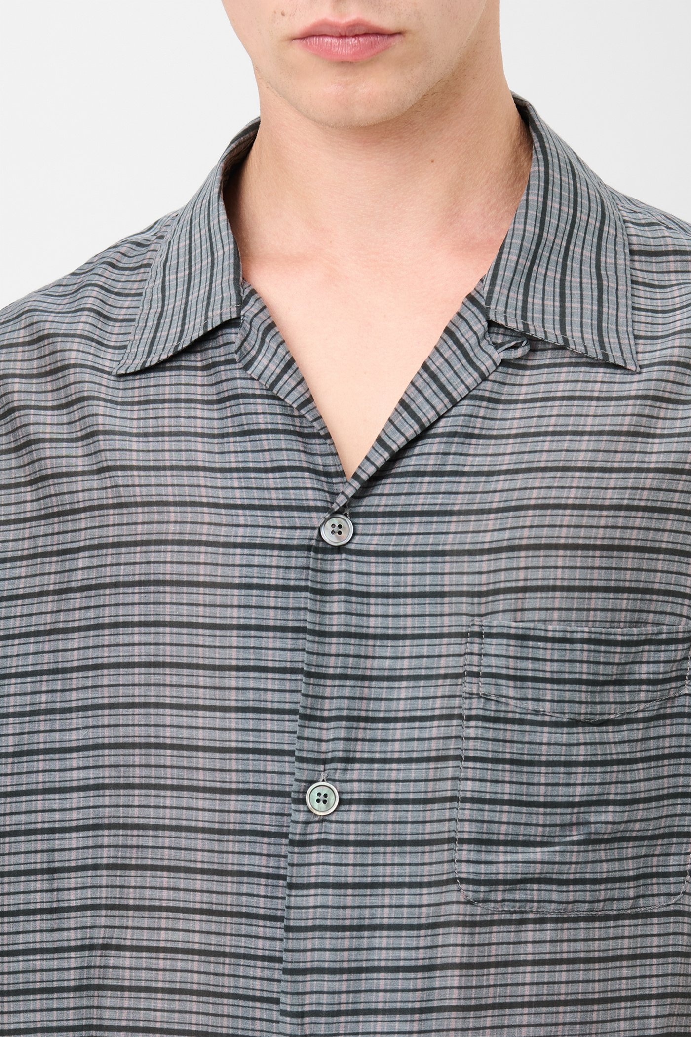 Heusen Shirt Shortsleeve Picnic Check Cotton Silk - 4