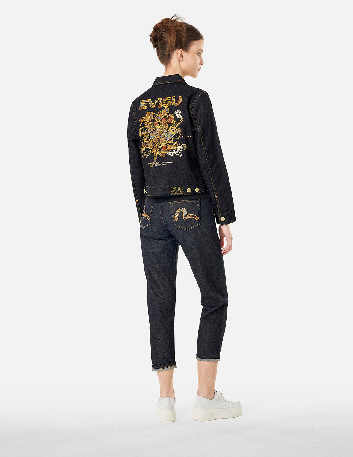 BROCADE ROSE AND LOGO EMBROIDERY REGULAR FIT DENIM JACKET - 3