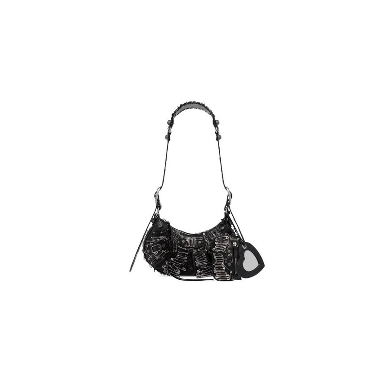 Women's Le Cagole Xs Shoulder Bag With Safety Pins  in Black 1