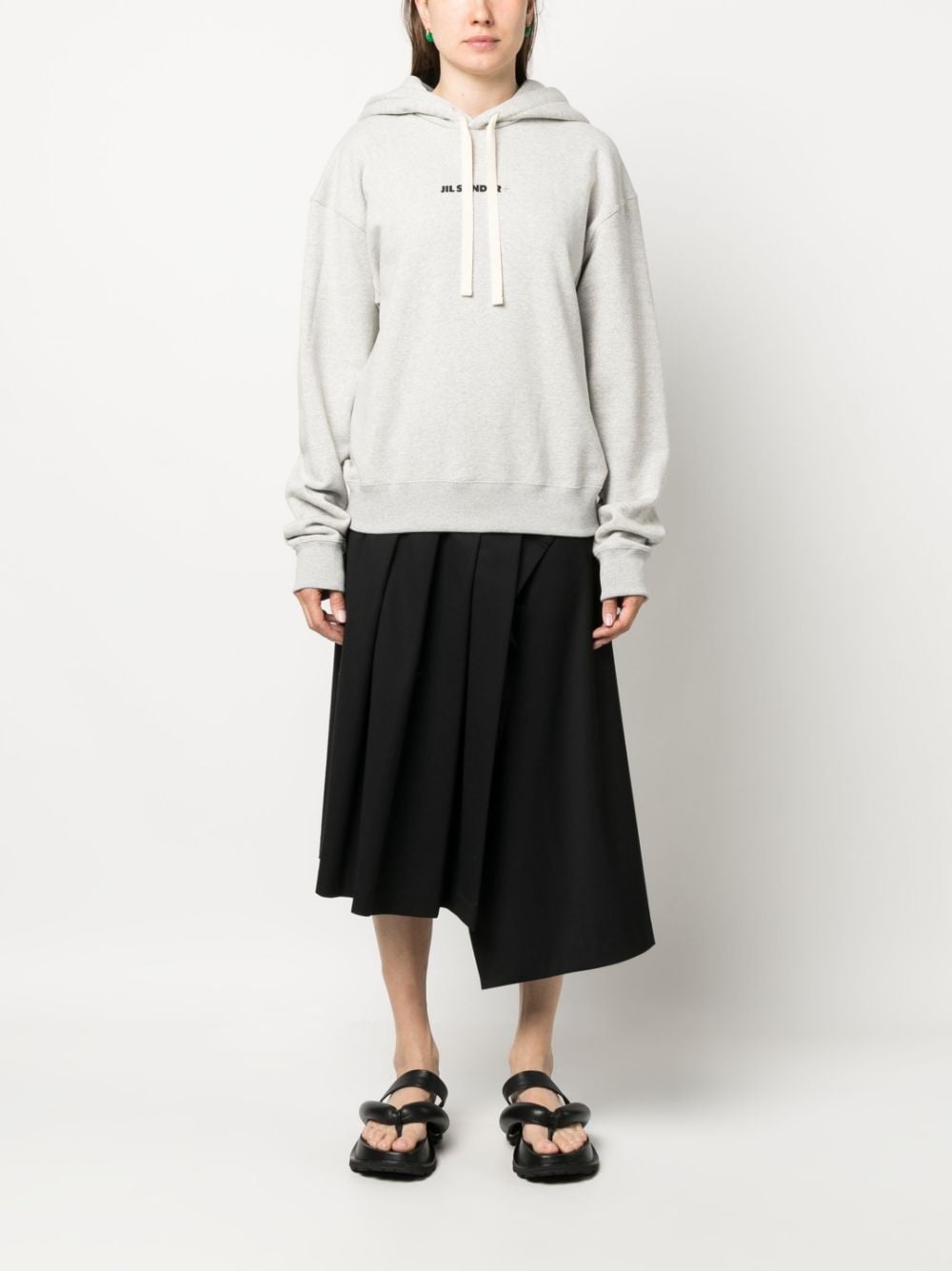 logo-print cotton hoodie - 3