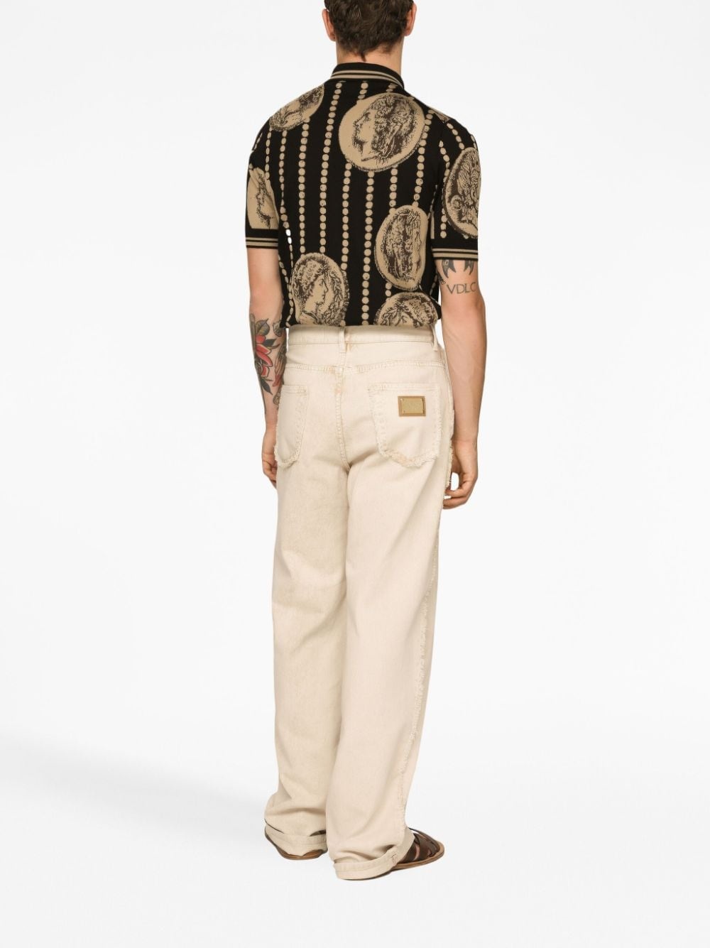 frayed-trim loose-fit jeans - 4