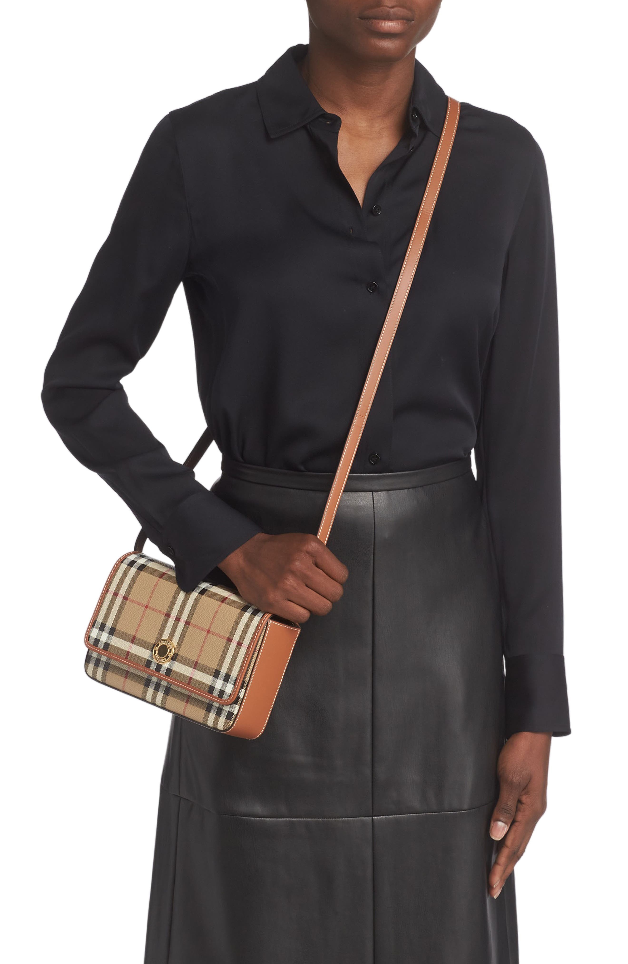 burberry Hampshire Check Crossbody Bag in Archive Beige at Nordstrom - 2