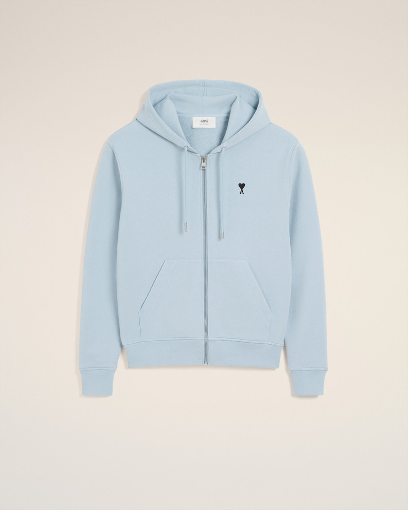 BLUE COTTON ZIPPED AMI DE COEUR HOODIE 1