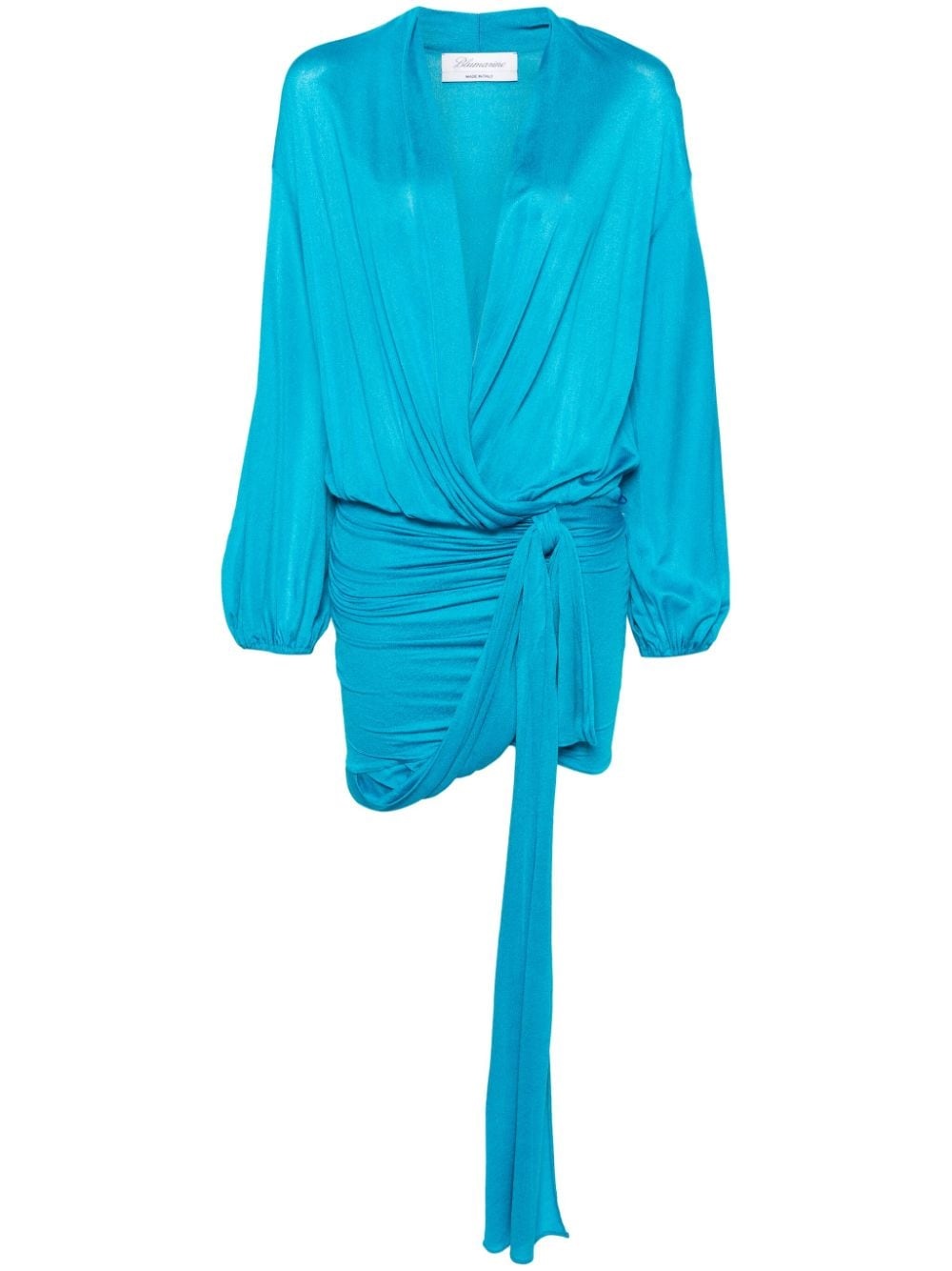 draped V-neck mini dress - 2