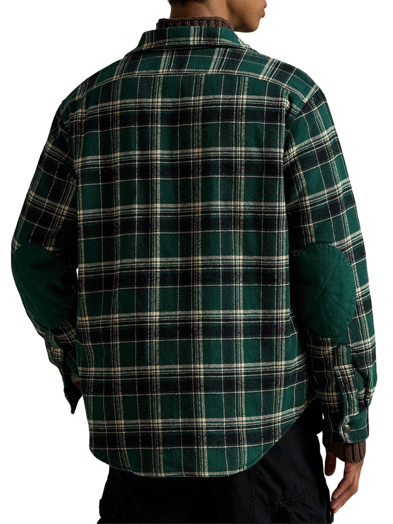 Men's Plaid Two-Sided Brushed Flannel Shirt Jacket - Forest Cream Multi 4