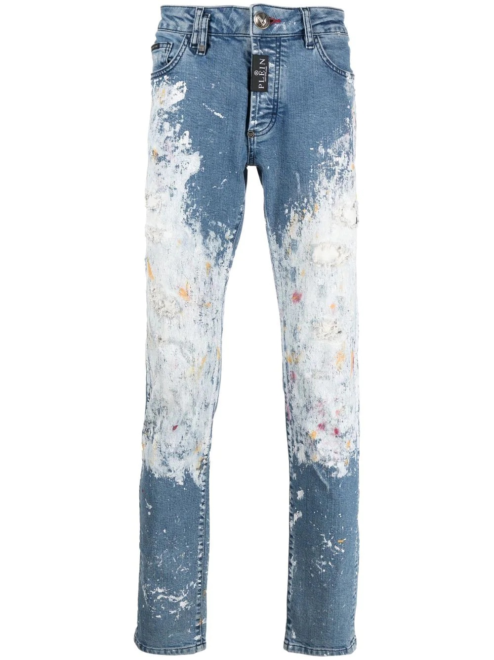 paint splatter-print straight-cut jeans - 1