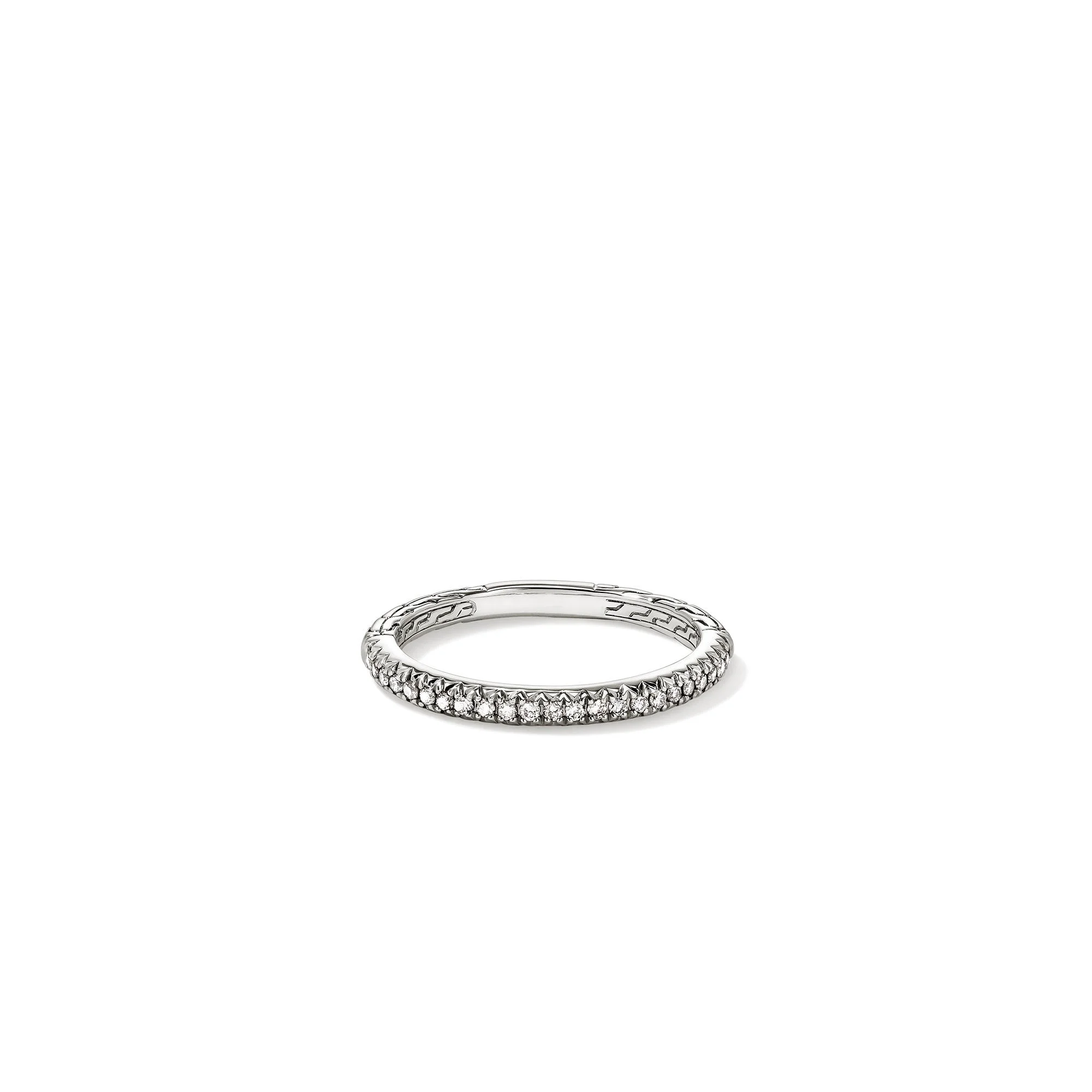 JH Essential Pavé Band Ring, Sterling Silver, Diamonds, 2MM - 1