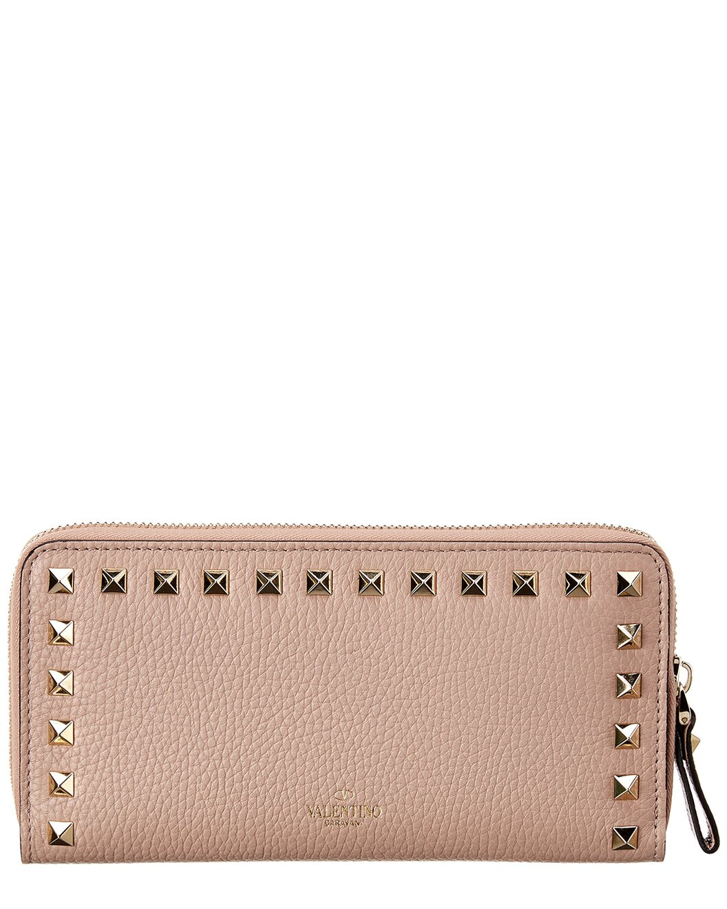 Valentino Rockstud Grainy Leather Zip Around Wallet - 1