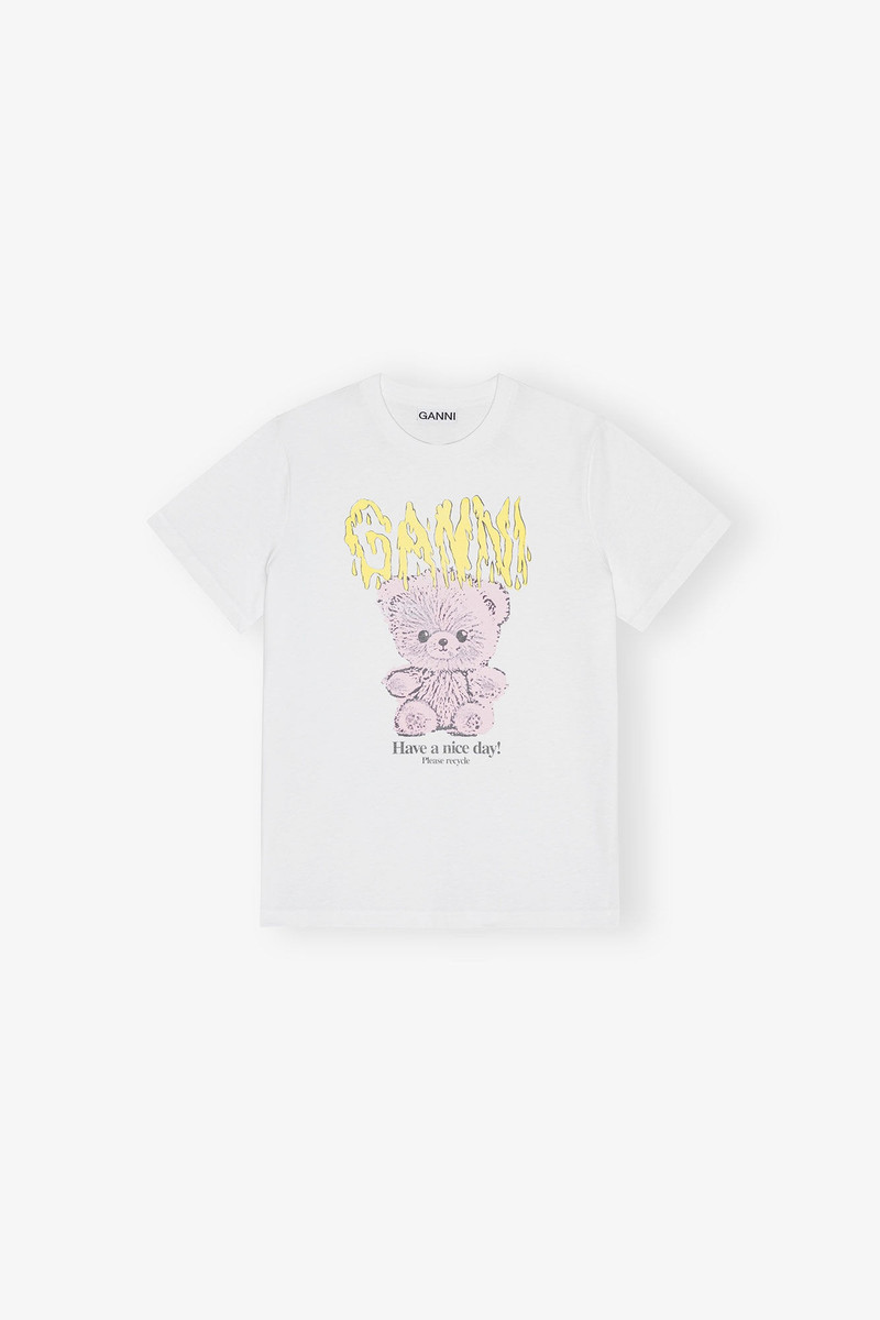 WHITE BASIC COTTON JERSEY TEDDY RELAXED T-SHIRT 1