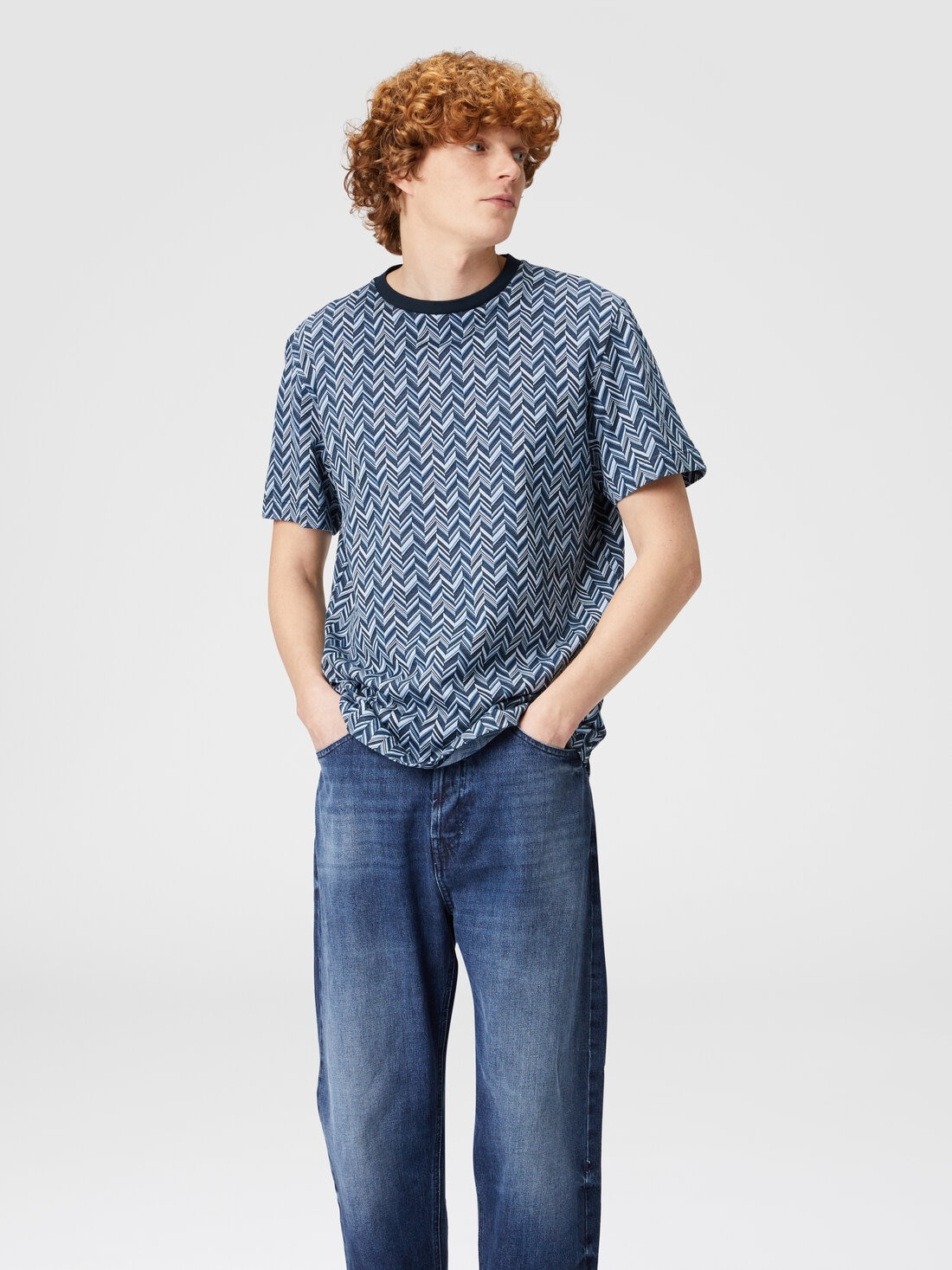 Zig zag jacquard cotton jersey T-shirt - 4