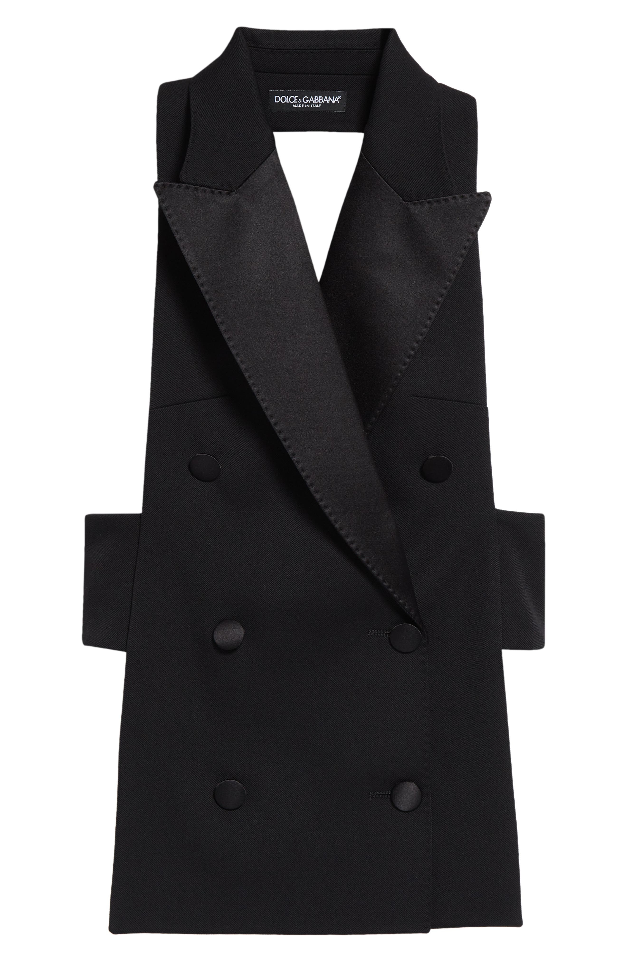 Double Breasted Wool Blend Gabardine Waistcoat - 7